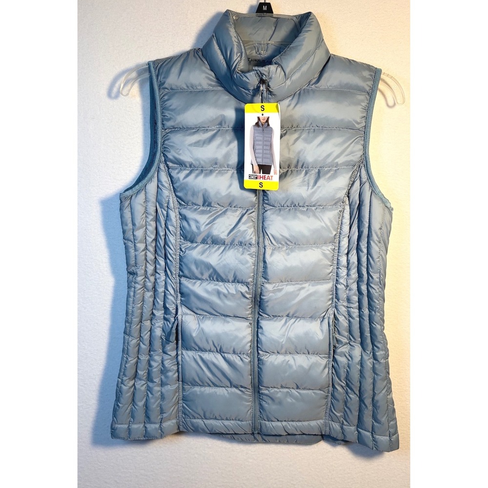 32 Degrees Puffer Vest Women Small Blue NEW Quilted Lightweight Full Zip Heat